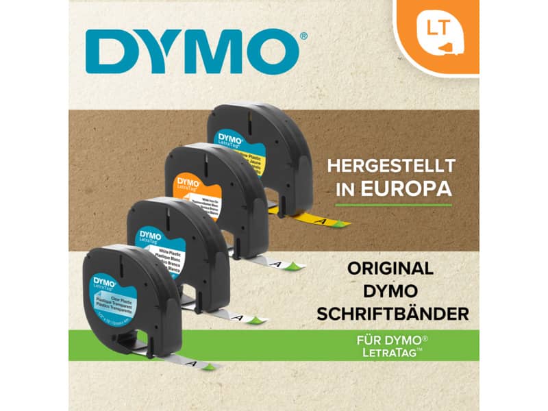 Nastro per etichettatrici Dymo LetraTag plastica 12 mm x 4 m nero/bianco S0721660
