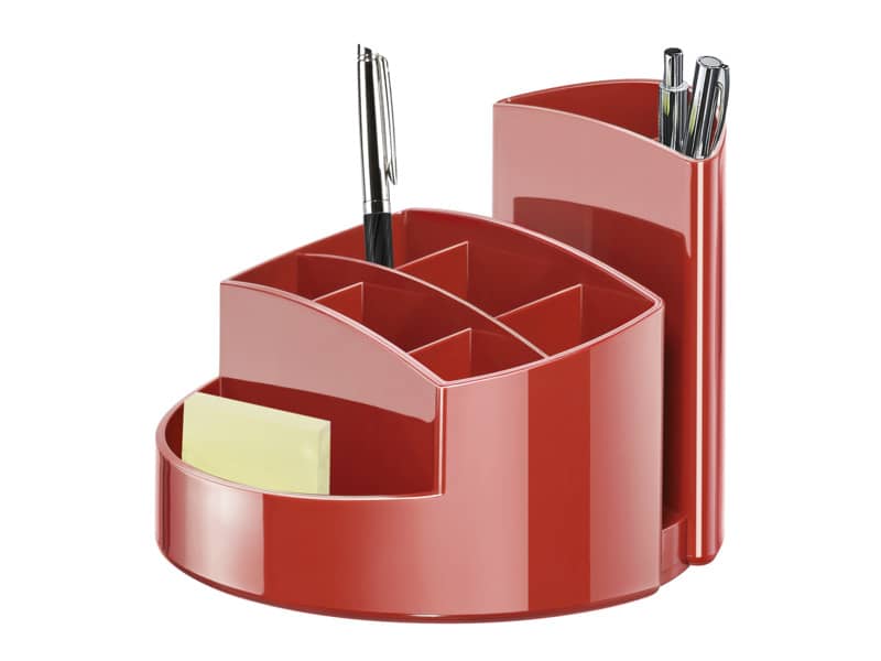 Portapenne RONDO HAN in polistirolo con 9 scomparti rosso 14x14x10,9 cm 17460-17