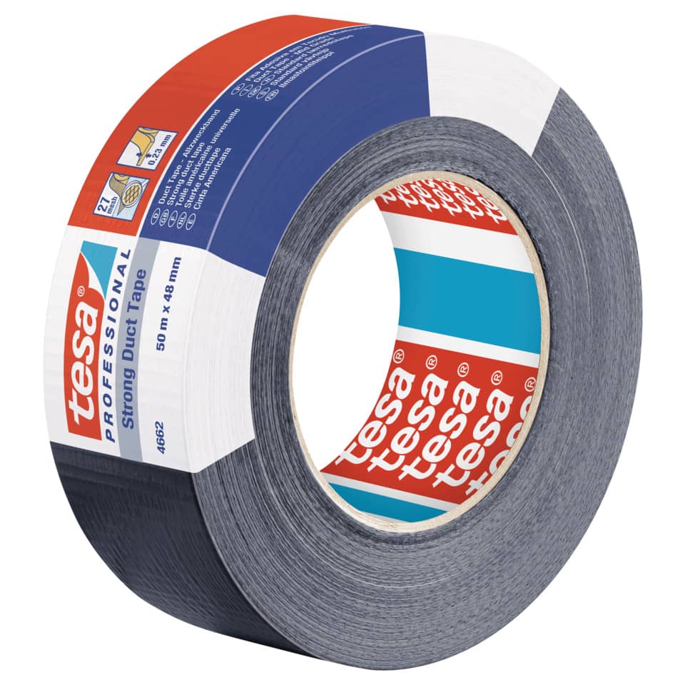 Nastro isolante tesa duct 4662 in tessuto plastificato trasparente 27 mesh 48 mm x 50 m nero - 04662-00194-01