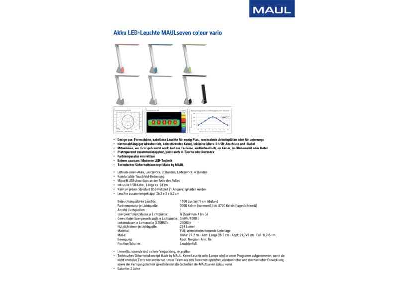 Lampada da tavolo senza fili MAULseven grigio 8180184