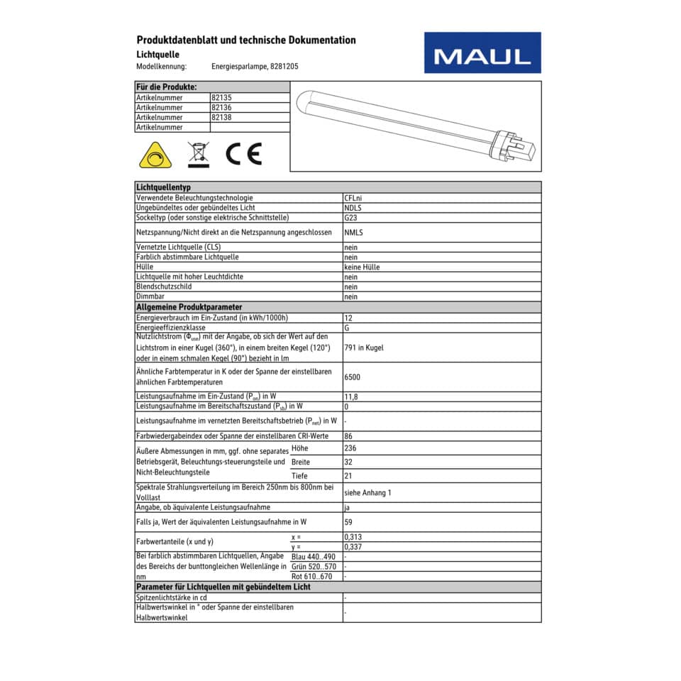 Lampada da scrivania MAUL a risparmio energetico MAULaltantic con morsetto metallo nero G23 11 W - 8213590