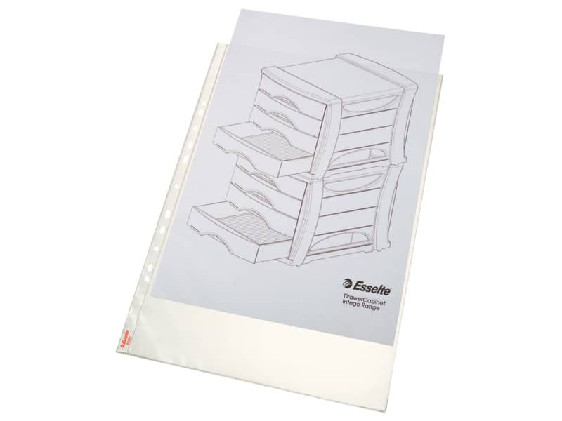 Buste a perforazione universale Esselte DELUXE goffrate antiriflesso trasparente 30x42 cm conf. 50 pezzi - 55231