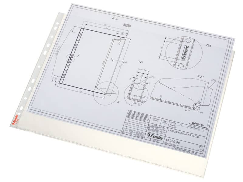Buste a perforazione universale Esselte DELUXE goffrate antiriflesso trasparente 42x30 cm  conf.50 - 55230