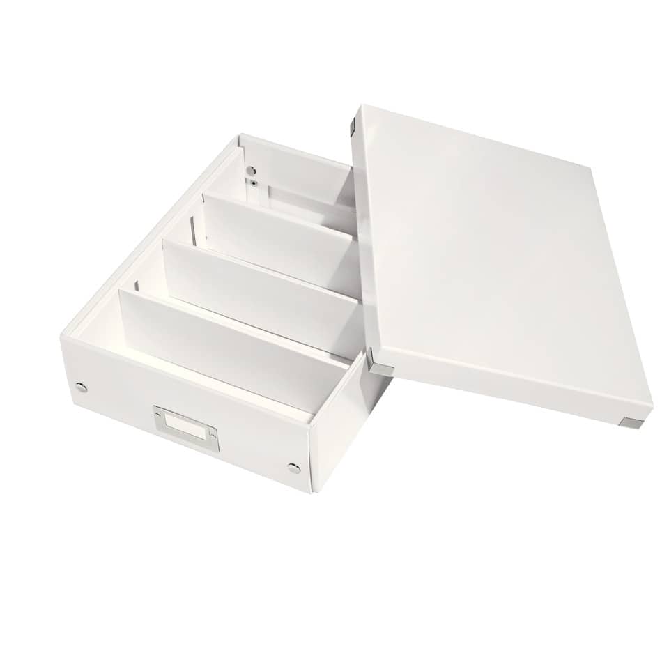 Scatola Organizer "M" Leitz CLICK & STORE A4 bianco metallizzato 28,1x10x37 cm - 60580001