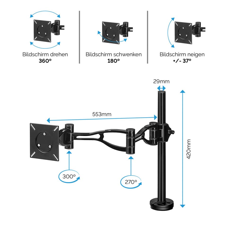 Braccio Monitor Singolo per regolare monitor LCD/TFT Fellowes Professional Series™nero max 32 pollici - 8041601