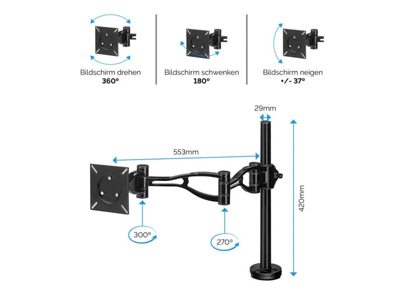 Braccio Monitor Singolo per regolare monitor LCD/TFT Fellowes Professional Series™nero max 32 pollici - 8041601