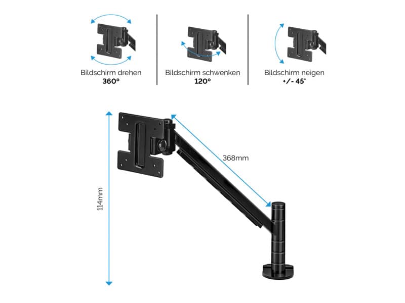 Braccio Monitor Singolo per regolare monitor LCD/TFT Fellowes Smart Suites nero max 21 pollici - 8038201