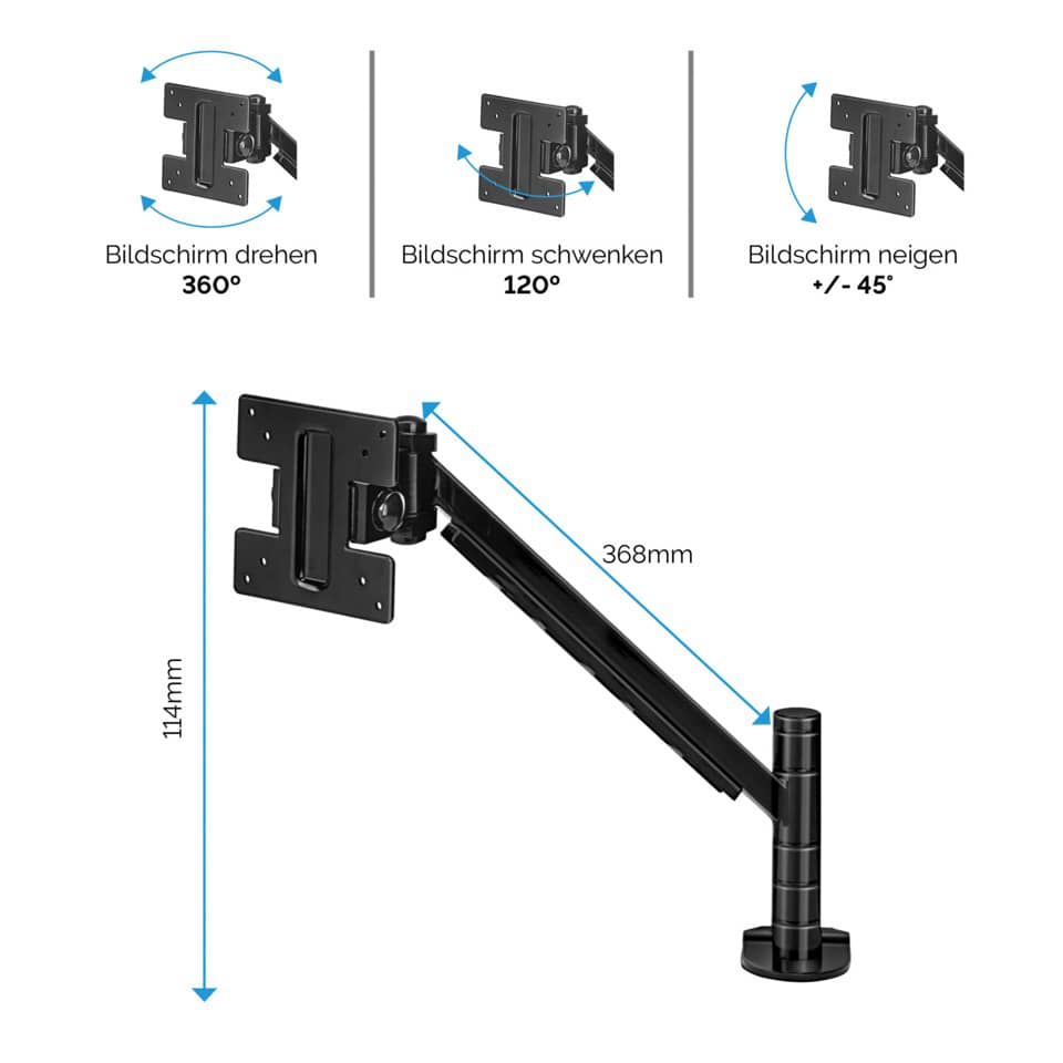 Braccio Monitor Singolo per regolare monitor LCD/TFT Fellowes Smart Suites nero max 21 pollici - 8038201