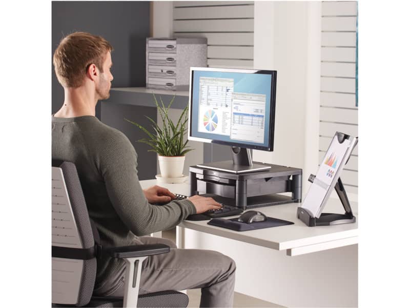 Supporto FELLOWES Premium Plus per monitor plastica riciclata grafite 34,3x33,3x6,4-16,5 cm - 9169501