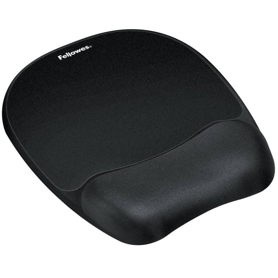 Tappetino mouse con poggiapolsi FELLOWES Memory nero 27,6x23,2x3,2 cm- 9176501