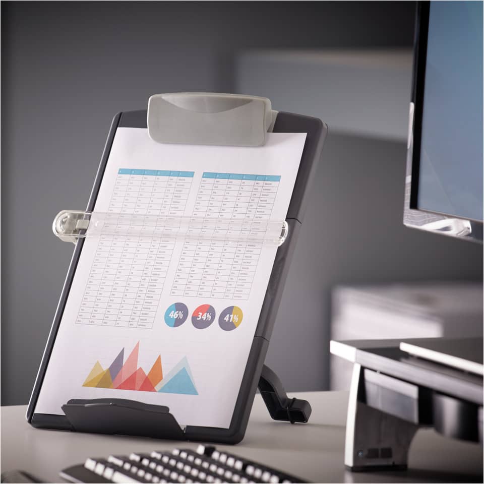 Leggio FELLOWES desktop standard plastica grafite capacità 100 fogli 9169701