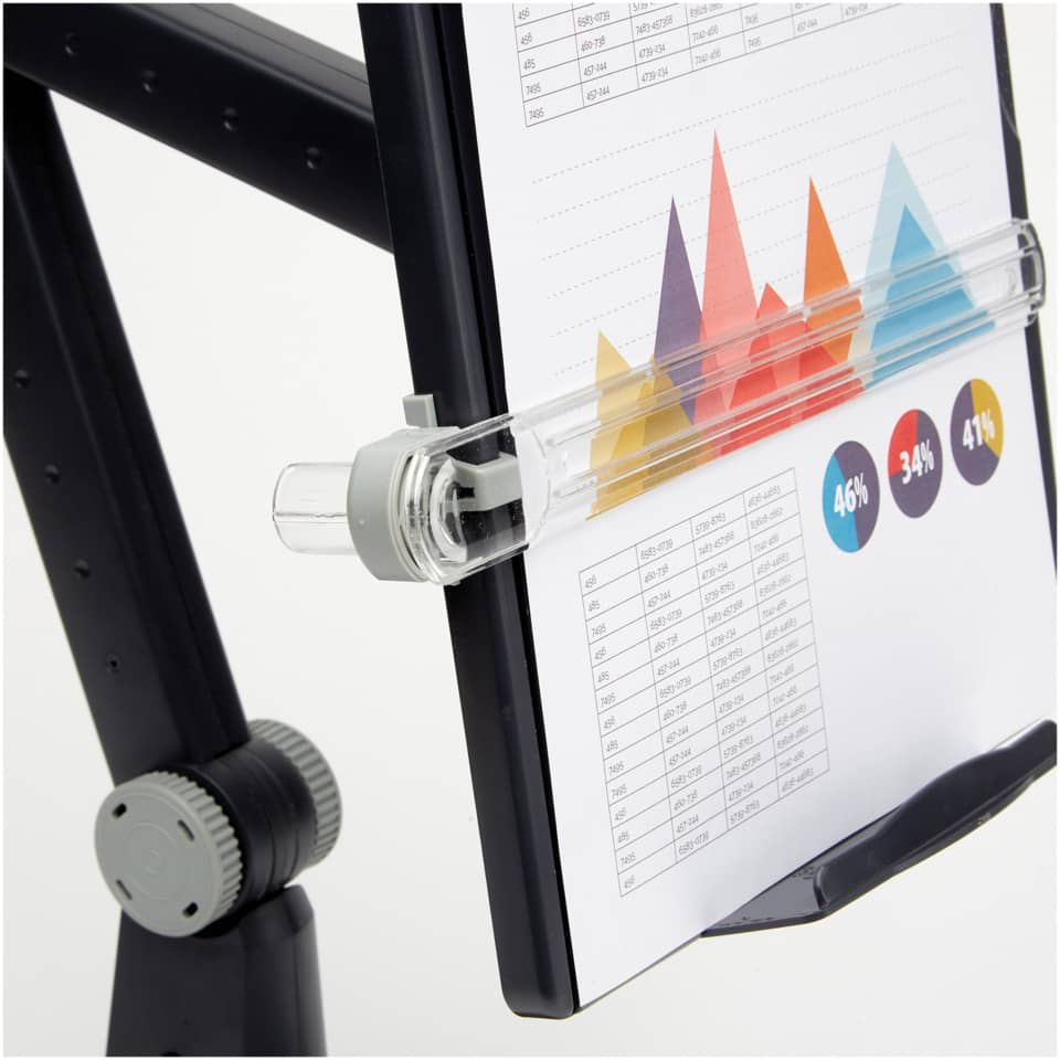 Leggio FELLOWES snodabile con base pesante plastica grafite capacità 150 fogli - 9169801