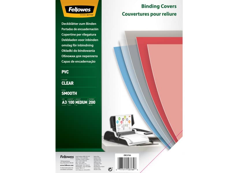 Copertine per rilegatura FELLOWES Super Clear PVC trasparente A3 conf.100 - 53764