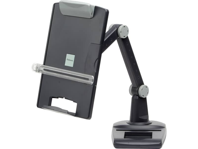 Leggio FELLOWES snodabile con base pesante plastica grafite capacità 150 fogli - 9169801