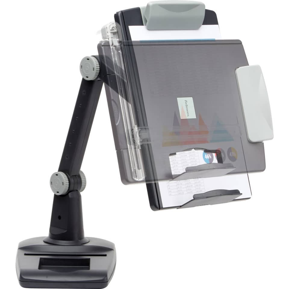 Leggio FELLOWES snodabile con base pesante plastica grafite capacità 150 fogli - 9169801