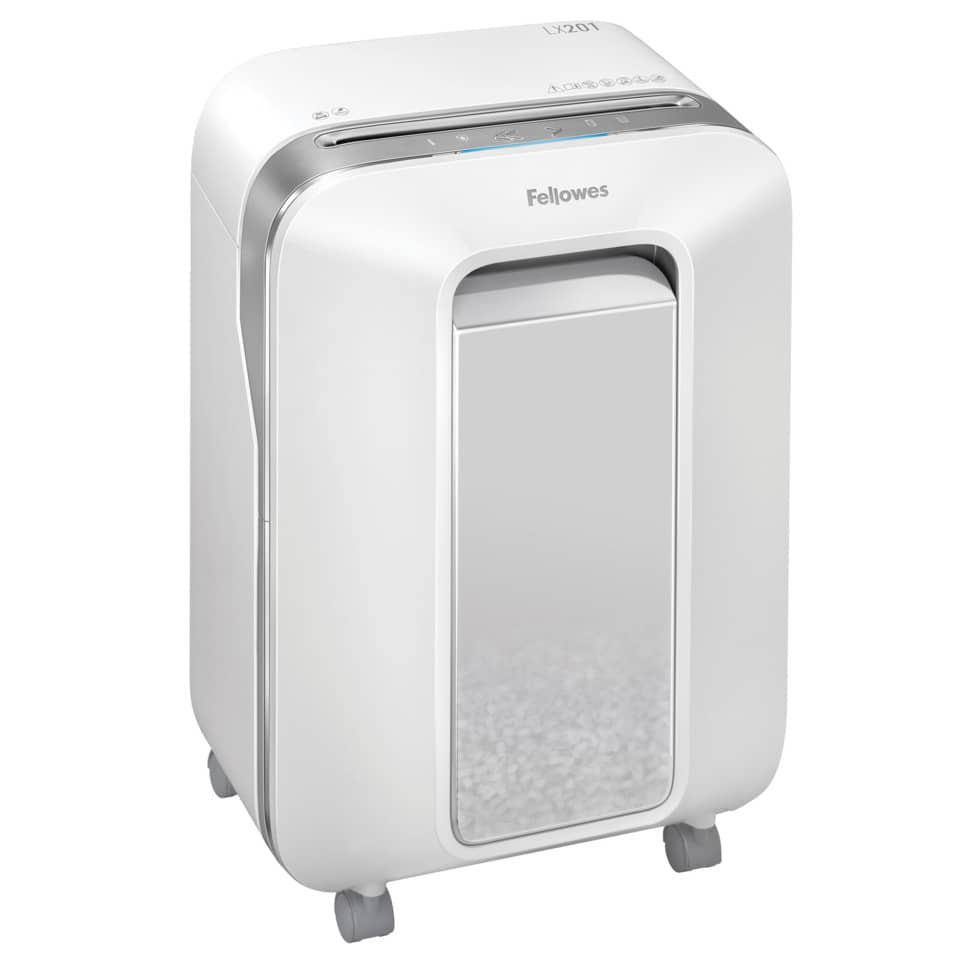 Distruggidocumenti uso moderato Fellowes LX201 - P-5 - 22 L - taglio a microframmenti 2x12 mm - bianco 5050101