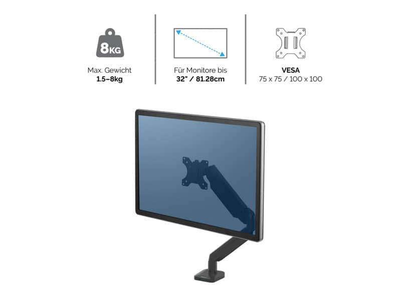 Braccio Monitor Singolo per regolare monitor LCD/TFT Fellowes Platinum Series nero max 24 pollici - 8043301
