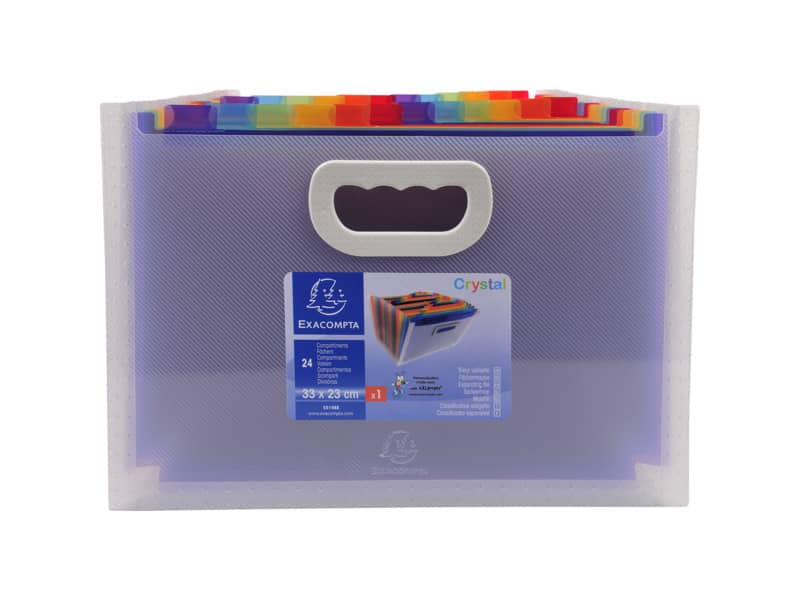 Classificatore valigetta Crystal Colours cristallo 24 scomparti 33x23,5x25cm con maniglia - 55198E