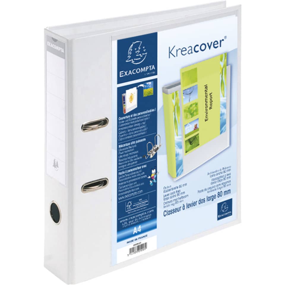 Raccoglitore a leva personalizzabile Exacompta Kreacover® bianco dorso 7 cm 53789E