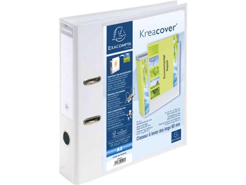 Raccoglitore a leva personalizzabile Exacompta Kreacover® bianco dorso 7 cm 53789E
