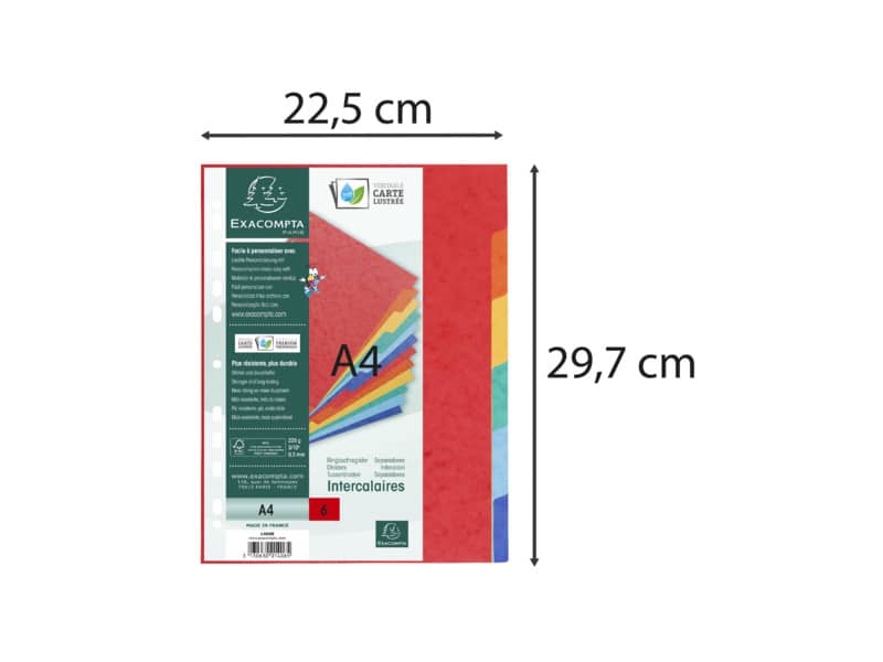 Intercalari in carta Exacompta NATURE FUTURE assortiti carta lustré A4 225 g/m² 6 tasti - 1406E