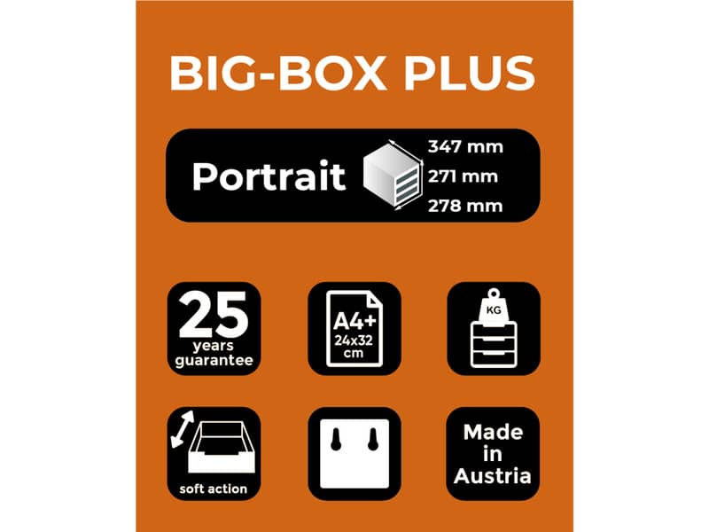 Cassettiera Exacompta BIG-BOX PLUS Classic grigio chiaro  - 5 cassetti 27,8x34,7x27,1 cm - 309740D