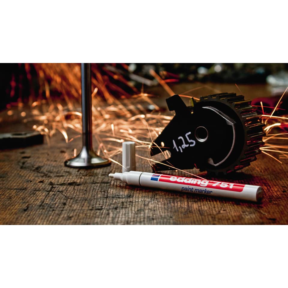 Marcatore a vernice edding 751 punta conica 1-2 mm rosso 4-751002