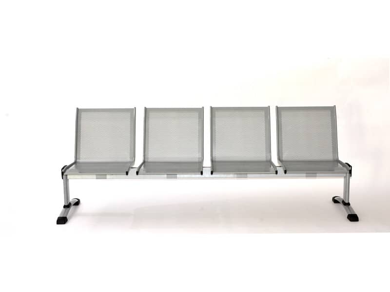 Panca 4 posti attesa Unisit Plexus PS4P in acciaio grigio - schienale e seduta forati traspiranti - PS4P