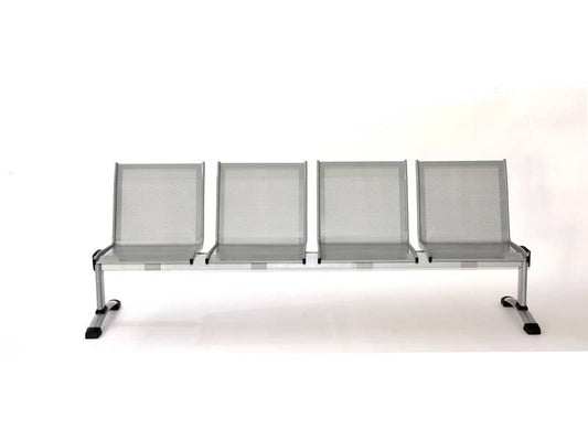 Panca 4 posti attesa Unisit Plexus PS4P in acciaio grigio - schienale e seduta forati traspiranti - PS4P