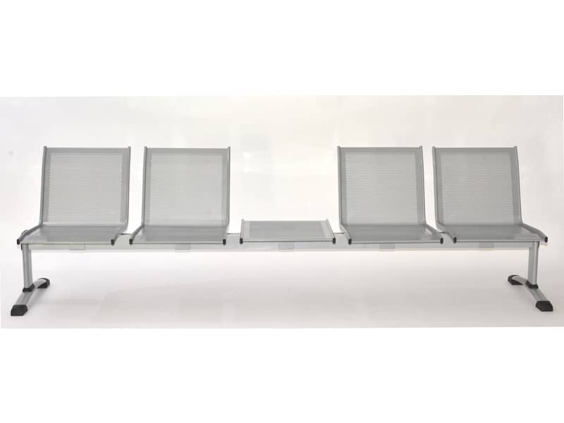 Panca 4 posti attesa Unisit Plexus PS4PT con tavolino in acciaio grigio schienale e seduta forati traspiranti - PS4PT
