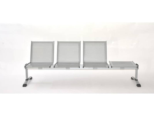 Panca 3 posti attesa Unisit Plexus PS3PT con tavolino in acciaio grigio schienale e seduta forati traspiranti - PS3PT