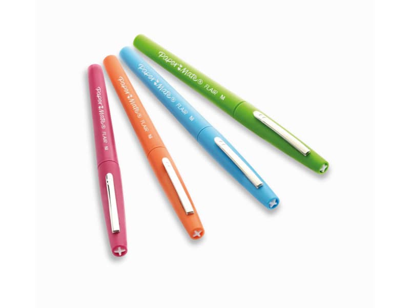 Penne punta fibra Paper Mate Flair/Nylon M 1,1 mm assortiti (turchese, arancione, magenta, viola)  set da 4 - S0697071