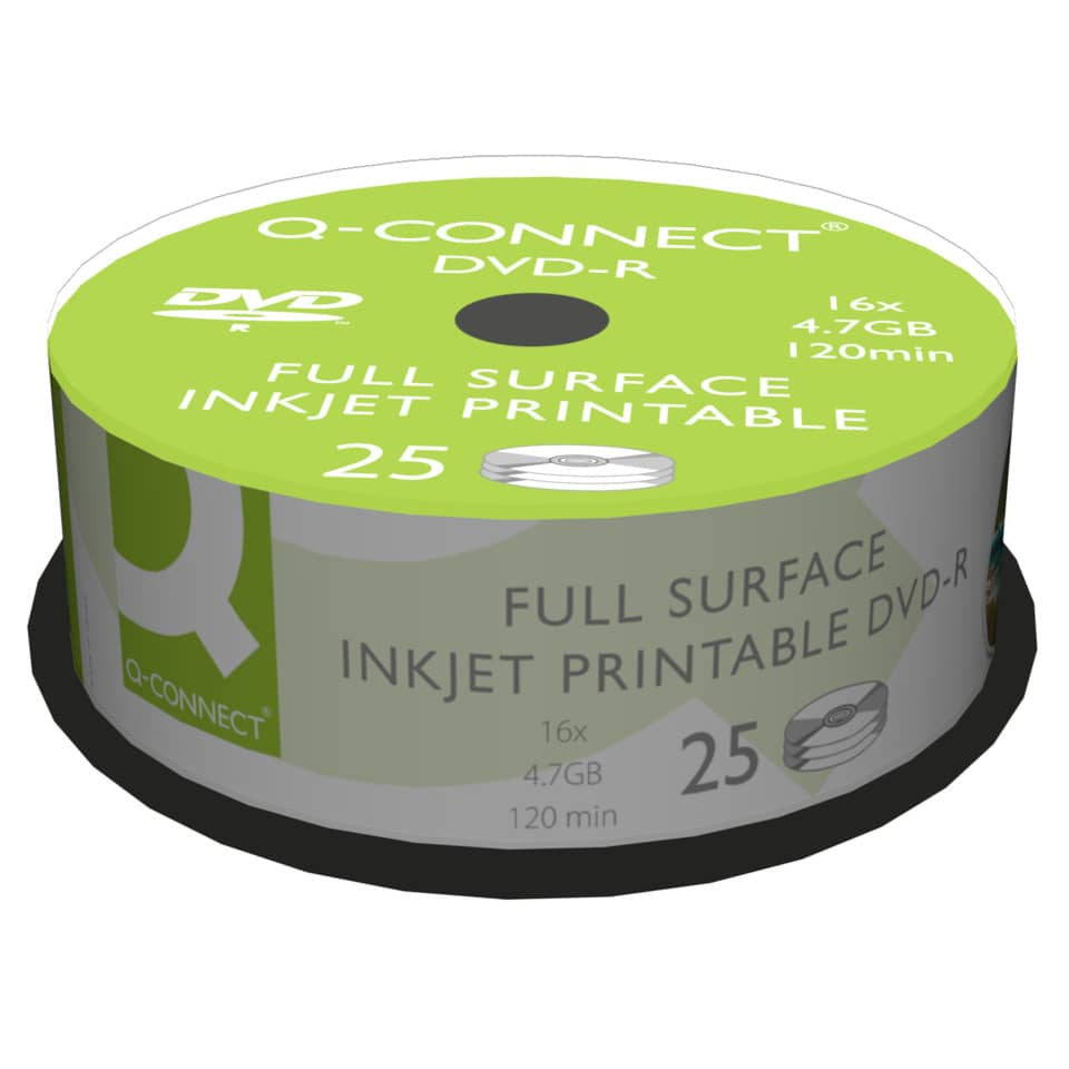 DVD-R Q-Connect Spindle 16x 120 min stampabile conf. da 25 pezzi - KF18021