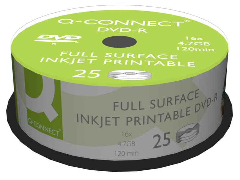 DVD-R Q-Connect Spindle 16x 120 min stampabile conf. da 25 pezzi - KF18021