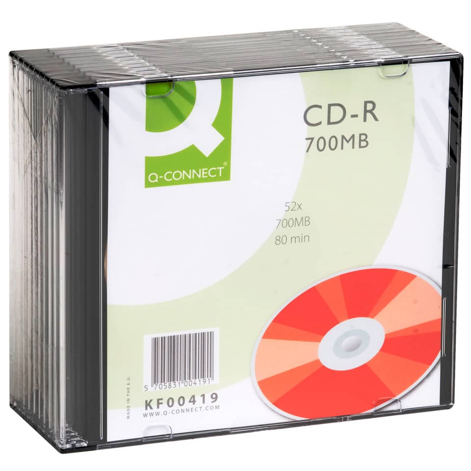 CD-R Q-Connect Slimline Jewel Case 700 MB 80 min 52X conf. da 10 pezzi - KF00419