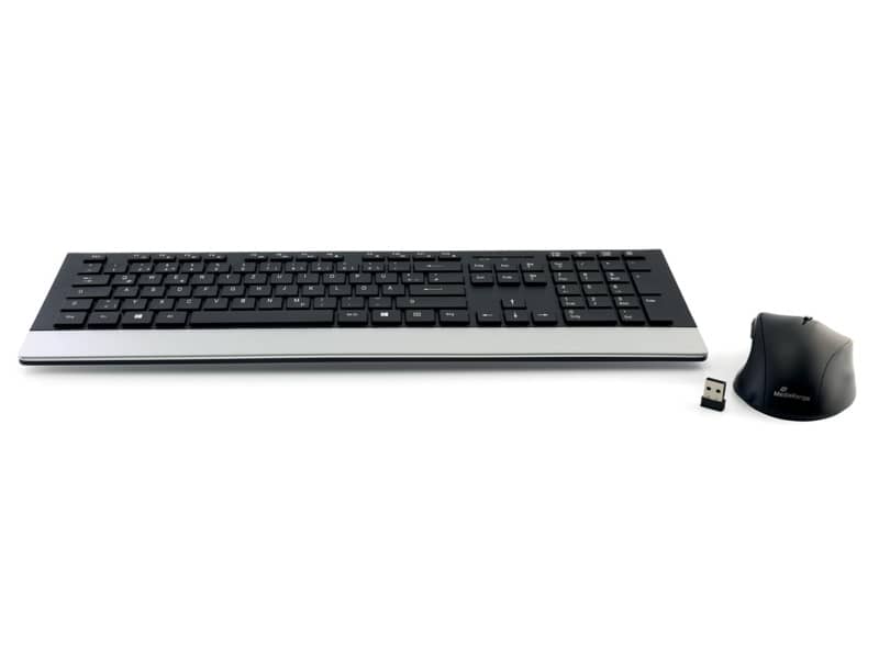 Set tastiera e mouse wireless Media Range serie highline QWERTZ, nero/argento - MROS105