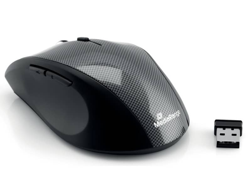 Mouse ottico Media Range 5 pulsanti, serie highline, wireless 1600 dpi carbonio/nero - MROS207