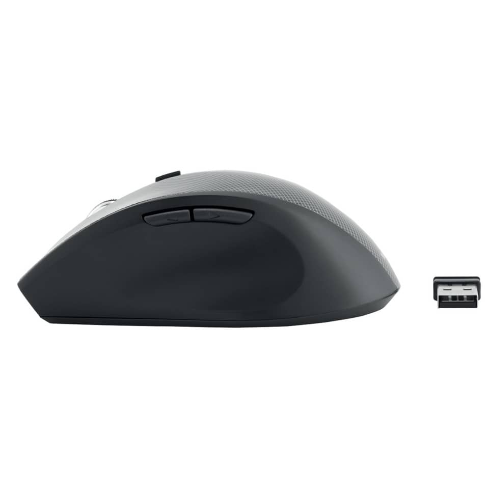 Mouse ottico Media Range 5 pulsanti, serie highline, wireless 1600 dpi carbonio/nero - MROS207