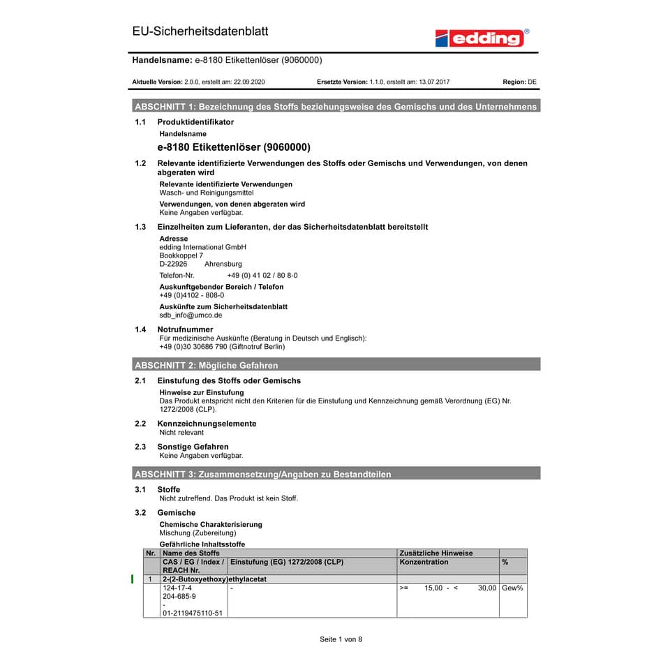 Rimuovi etichette edding  4-8180-1-4