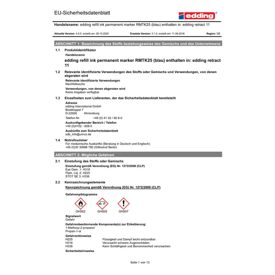 Marcatore permanente edding Retract 11 punta conica 1,5-3 mm blu 4-11003