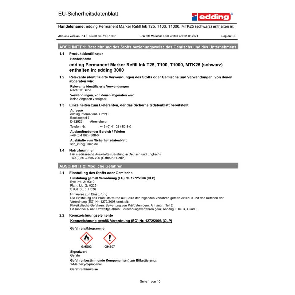 Marcatore permanente edding 3000 punta conica 1,5-3 mm nero 4-3000001