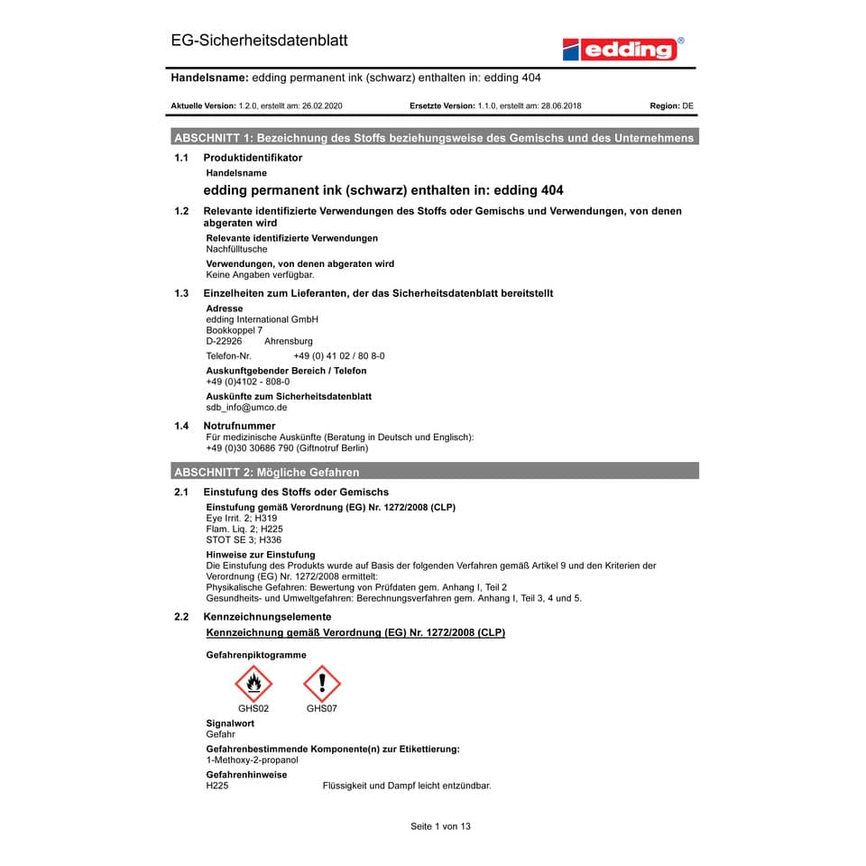 Marcatore permanente edding 404 punta conica 0,75 mm nero 4-404001