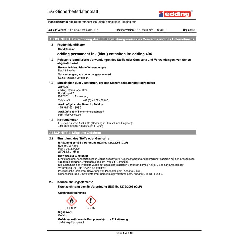 Marcatore permanente edding 404 punta conica 0,75 mm blu 4-404003