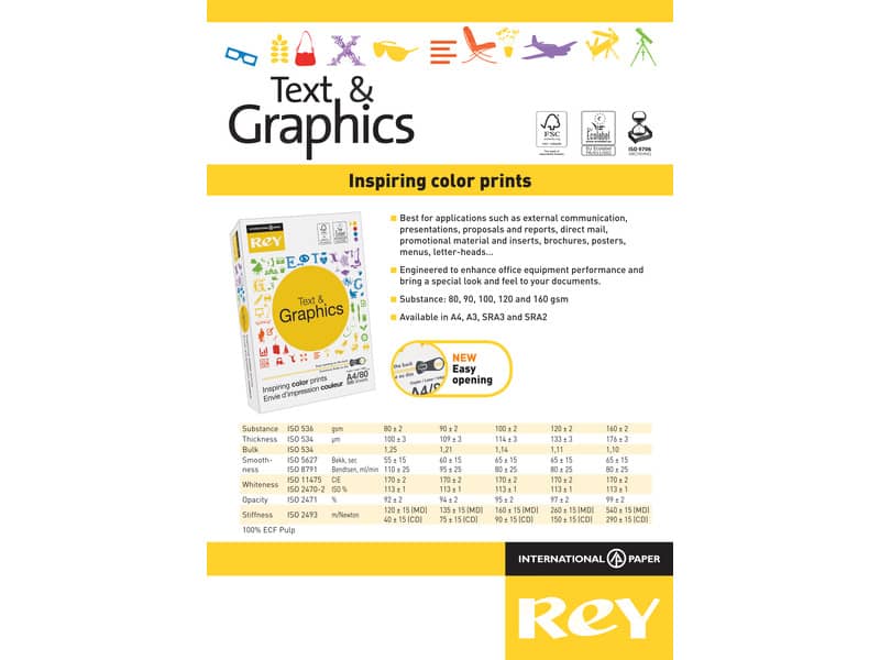 Carta per fotocopie A3 International Paper Rey Text & Graphics 170 CIE 100 g/m²  Risma 500 fogli - RYTEG100X427