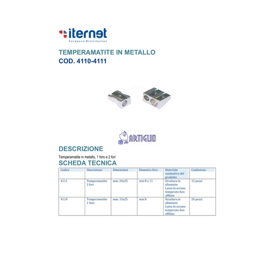 Temperamatite in metallo Artiglio 2 fori 8-11 mm 4111